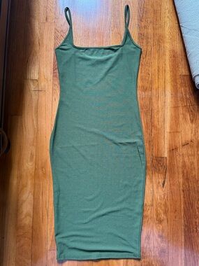PrettyLittleThing Olive Green Spaghetti Strap Midi Dress
